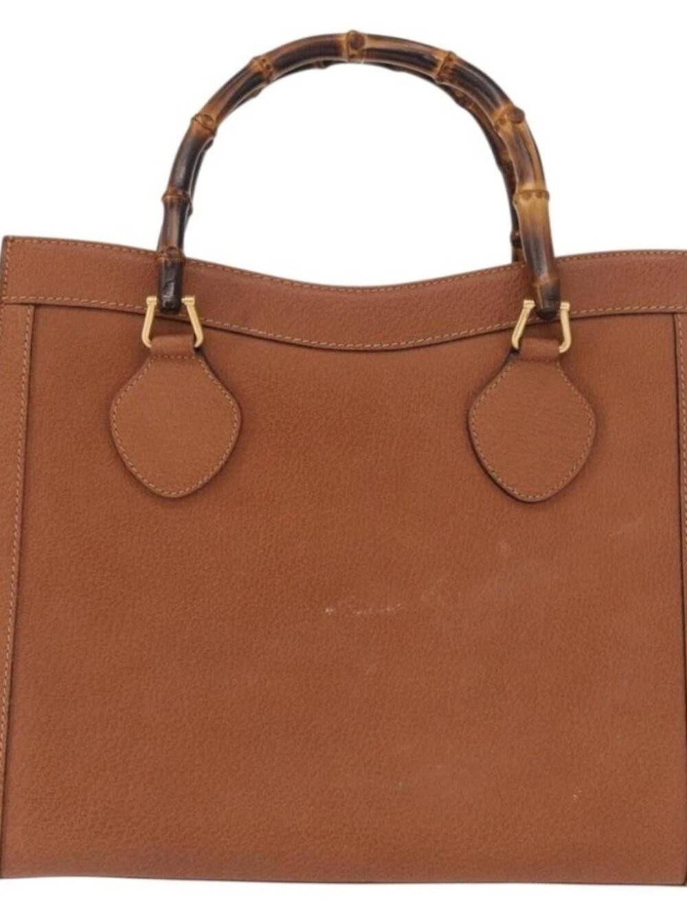 GUCCI Bamboo Tote Bag Leather Brown Gold Auth - Picture 2 of 16